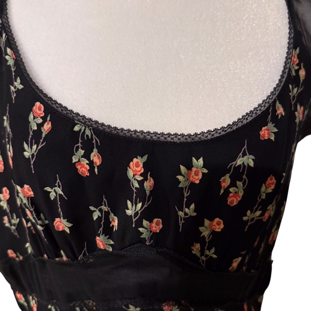 Vintage Betsey Johnson NY Slip Dress, 90’s/Y2K Floral Coquette Grunge,Goth - Picture 4 of 12